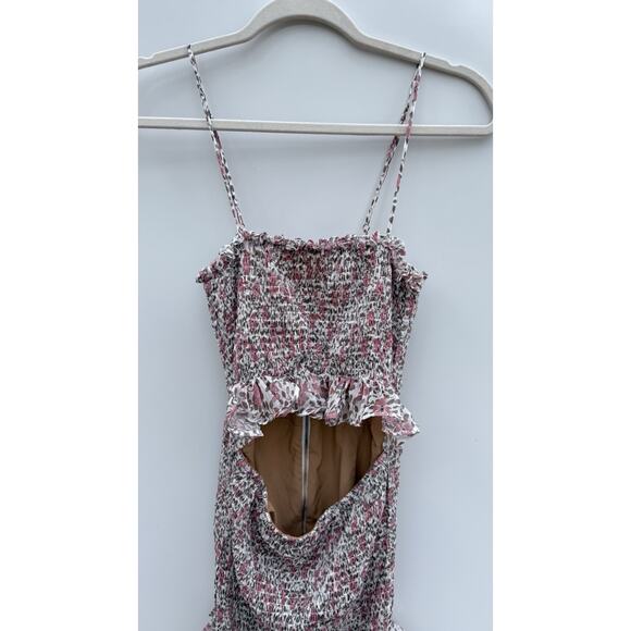 WINONA Floral Smocked Ruffle Maxi Dress Cutout Front Pink Multi AU10 US6 - Picture 4 of 10